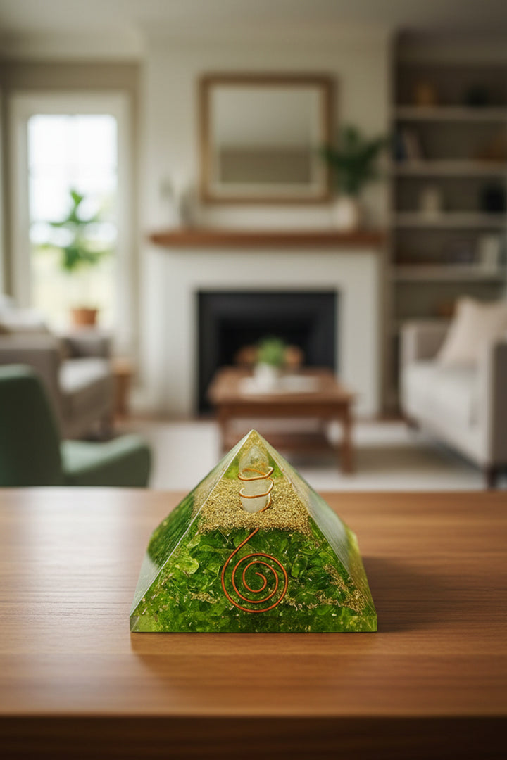 2 INCH PERIDOT CRYSTAL PYRAMID - Energy Amplifier & Vastu Remedy