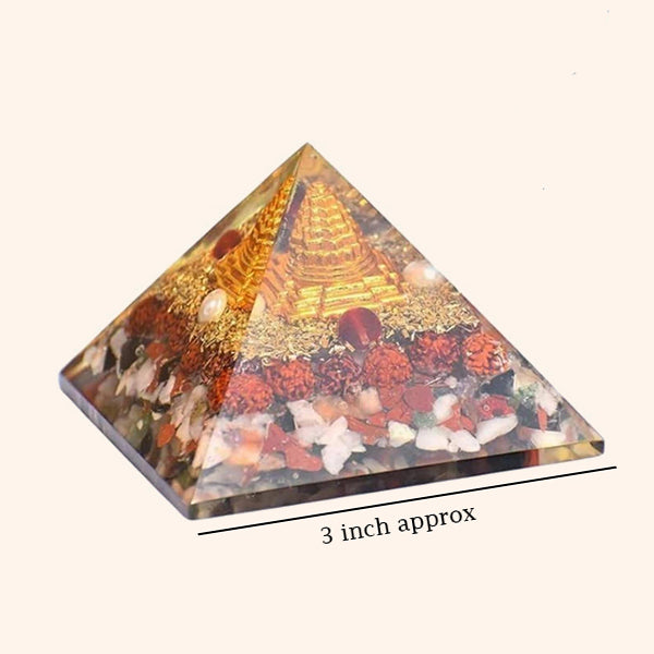 3 INCH NAVGRAHA CRYSTAL PYRAMID - Vedic Energy Alignment , Planetary Harmony , Protection & Prosperity