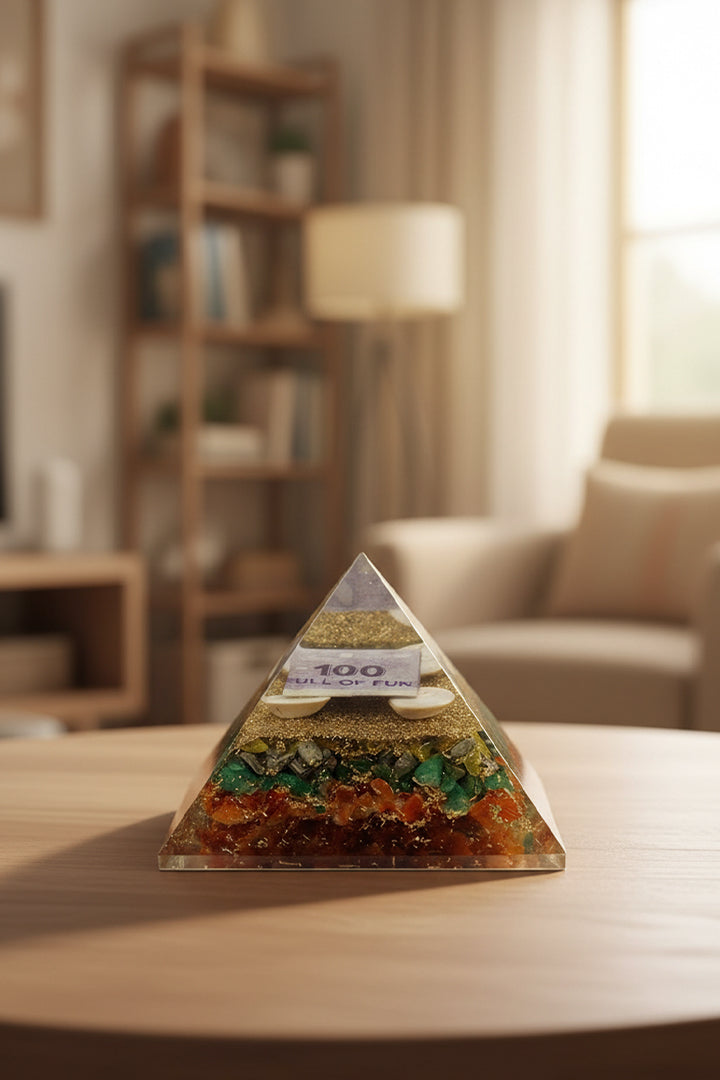 3 INCH MONEY CRYSTAL PYRAMID - Wealth & Prosperity Energy Tool