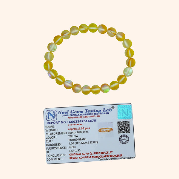 AURA QUARTZ YELLOW  BRACELET – Balances Solar Plexus Chakra , Success & Positivity