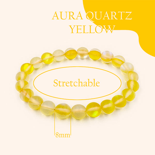 AURA QUARTZ YELLOW  BRACELET – Balances Solar Plexus Chakra , Success & Positivity