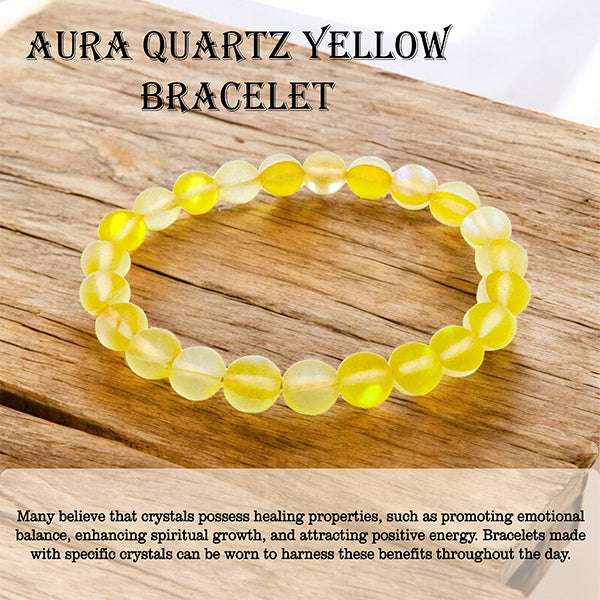 AURA QUARTZ YELLOW  BRACELET – Balances Solar Plexus Chakra , Success & Positivity