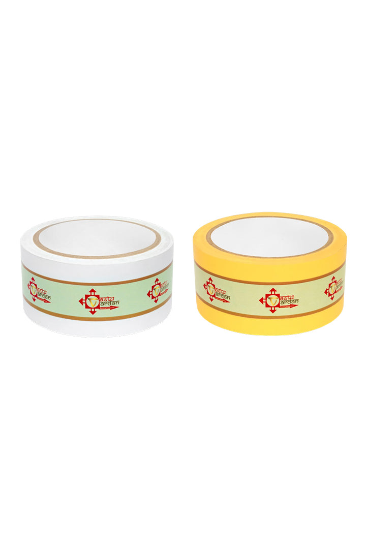 YELLOW AND WHITE TAPE | 2 INCH | LENGTH- 16 METER APPROX | TOILET CORRECTION| VASTU TAPE REMEDY |PACK OF 2 |