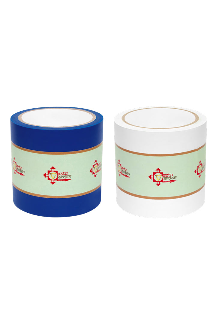 WHITE AND BLUE TAPE | 4 INCH | LENGTH- 16 METER APPROX | TOILET CORRECTION| VASTU TAPE REMEDY |PACK OF 2 |