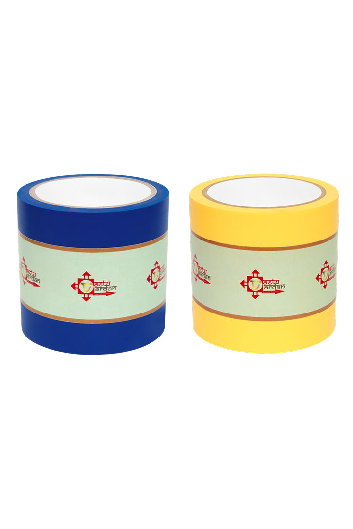 BLUE AND YELLOW TAPE | 4 INCH | LENGTH- 16 METER APPROX | TOILET CORRECTION| VASTU TAPE REMEDY |PACK OF 2 |