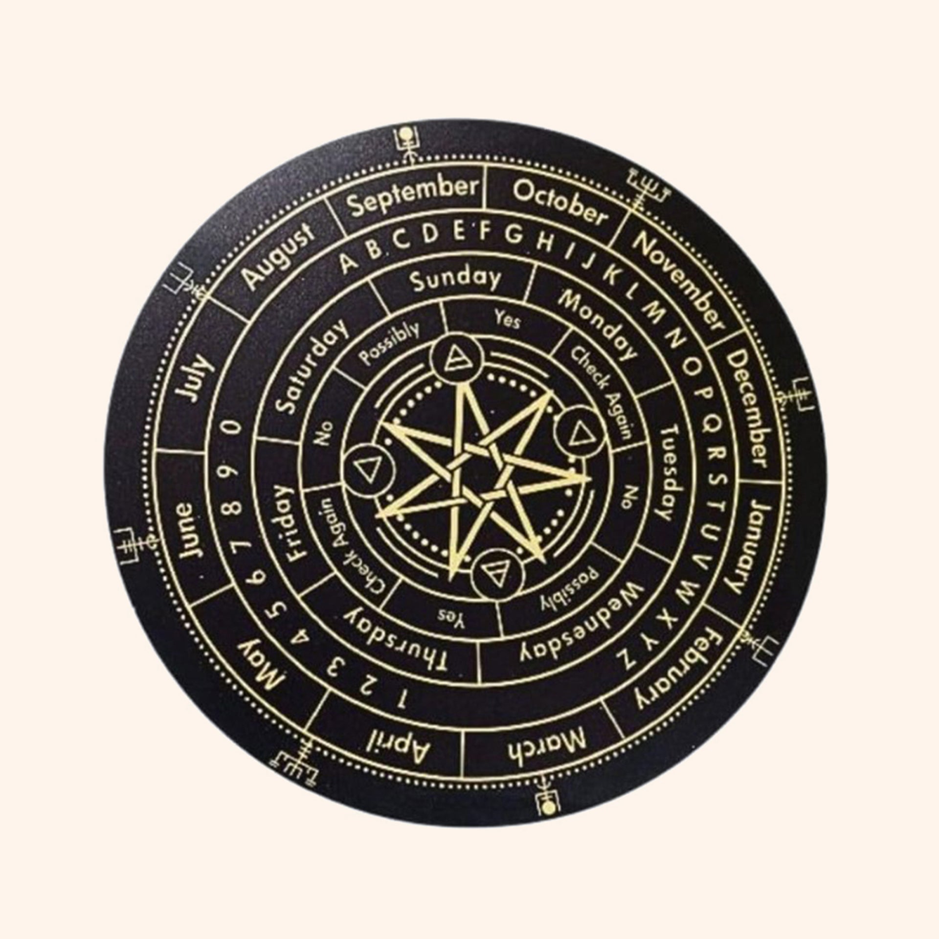 Destiny Star Stores SEVEN STAR DOWSING BOARD WITH BRASS PENDULAM (PENDULAM ASSORTED) 9 INCH