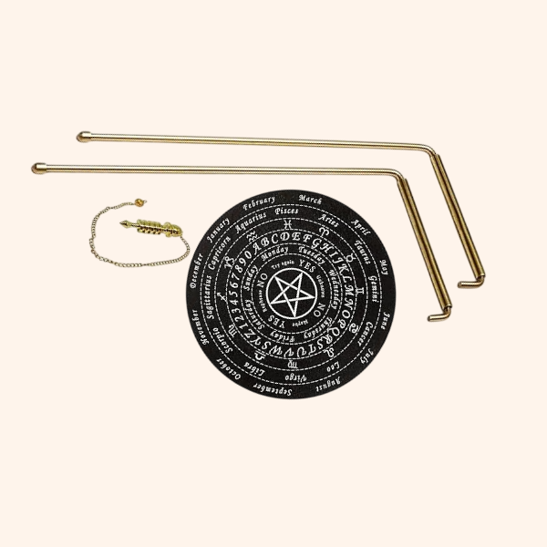 Destiny Star Stores BRASS DOWSING ROD PAIR 5MM SET OF BOARD AND PENDULAM ASSORTED