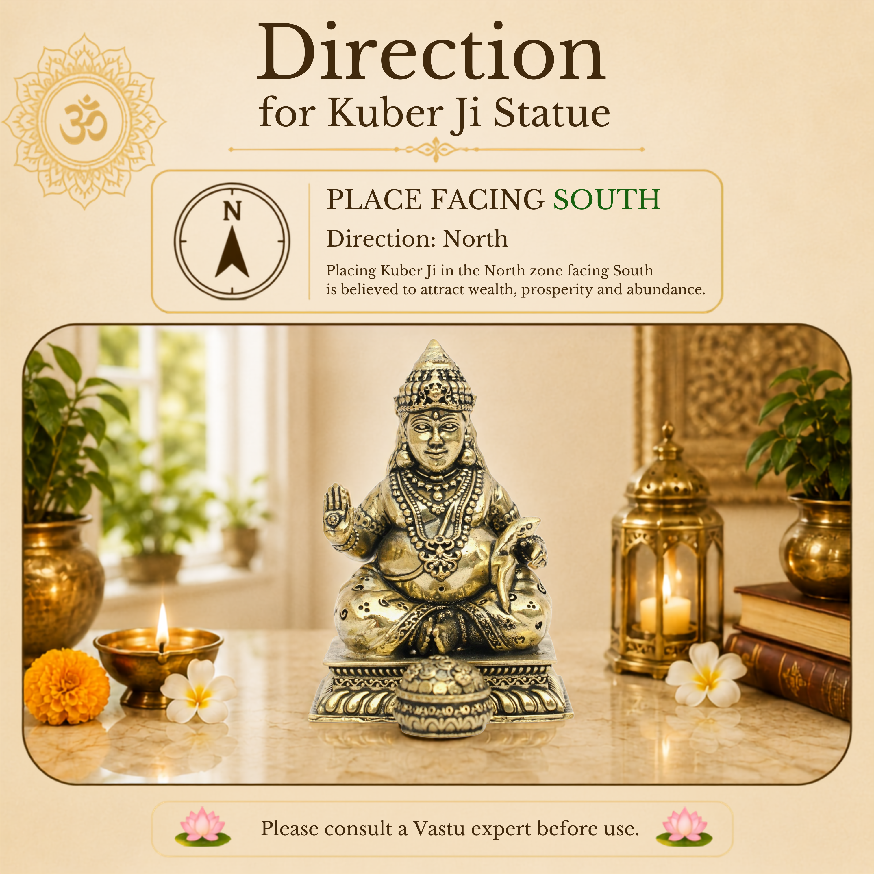 Destiny Star Stores  BRASS DHAN KUBER JI 4 INCH (APPROX)