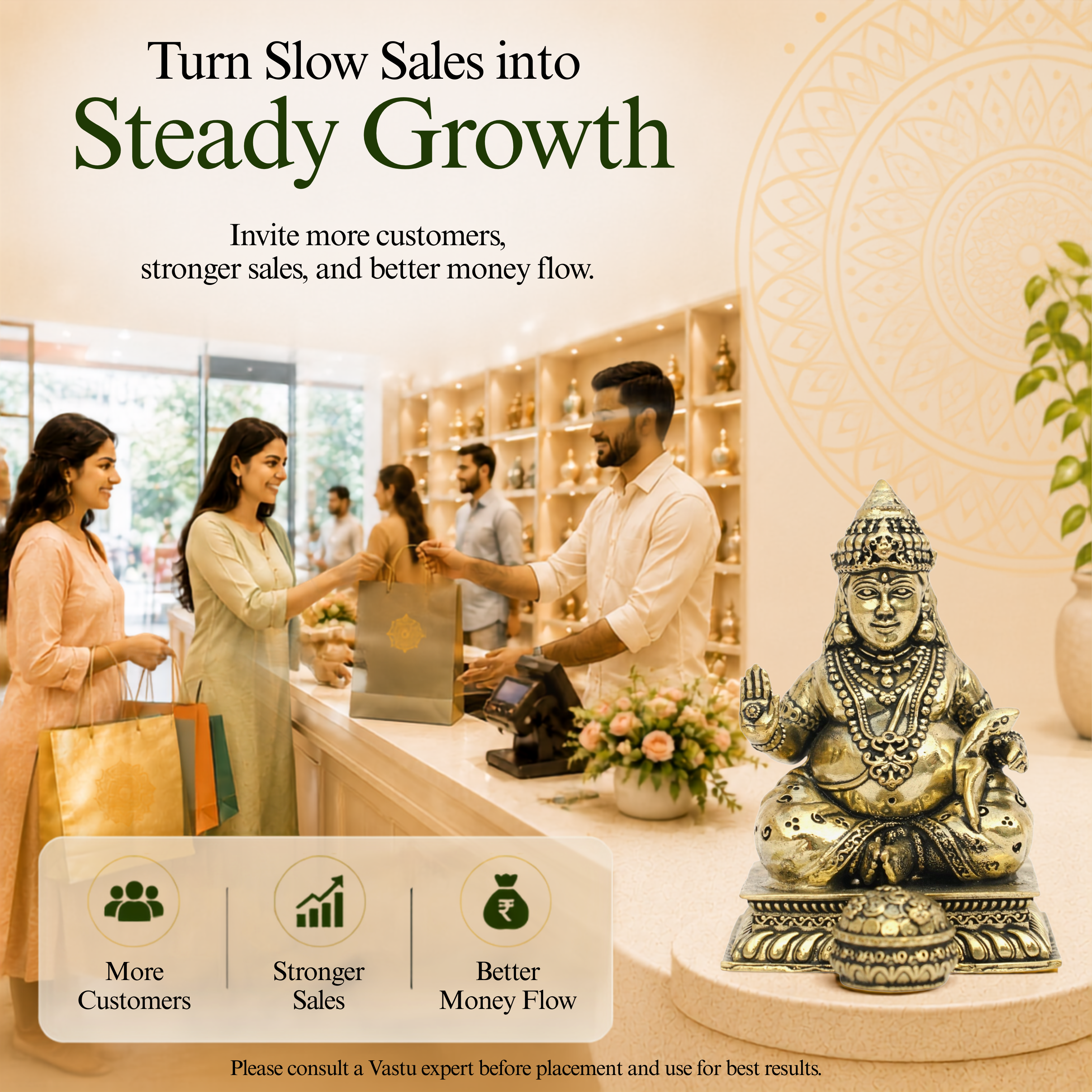 Destiny Star Stores  BRASS DHAN KUBER JI 4 INCH (APPROX)