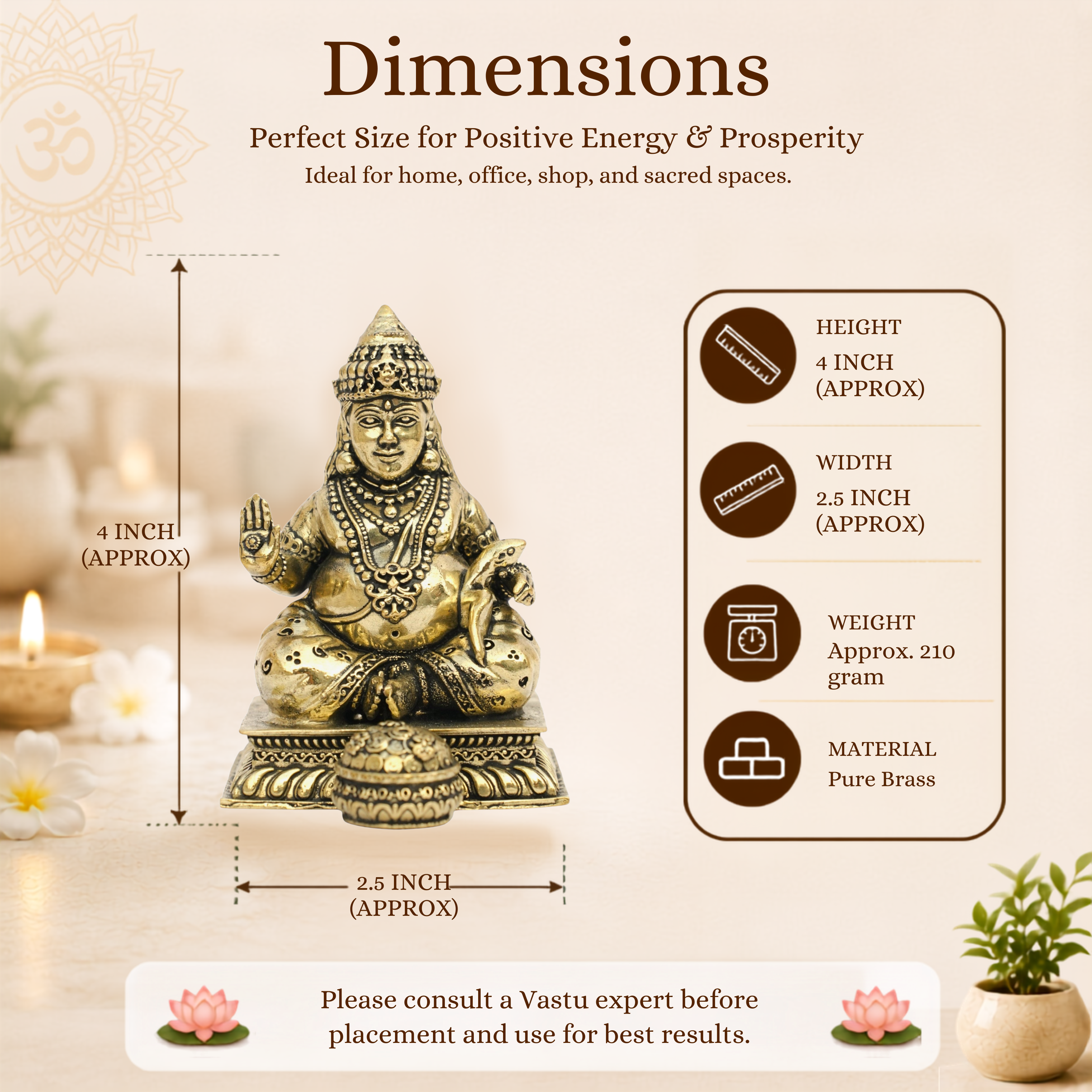 Destiny Star Stores  BRASS DHAN KUBER JI 4 INCH (APPROX)