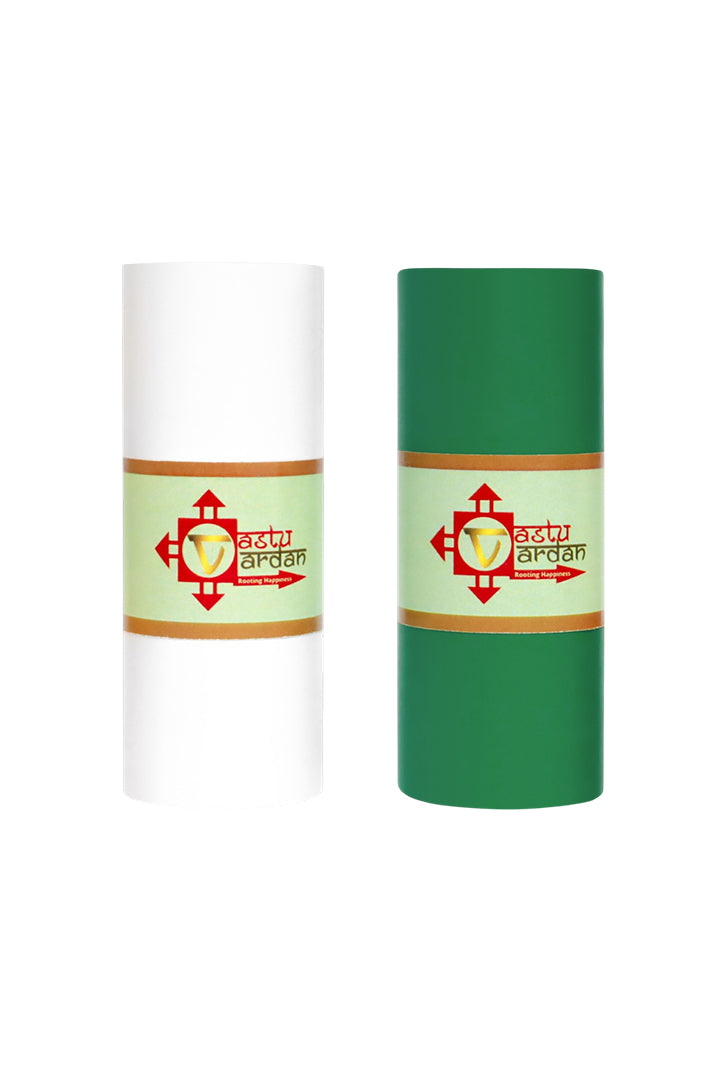 VASTU VINYL WHITE AND GREEN TAPE || 3 INCH || LENGTH- 8-10 FEET (APPROX) || PACK OF 2 || VASTU TAPE REMEDY || TOILET CORRECTION || VASTU TAPE ||