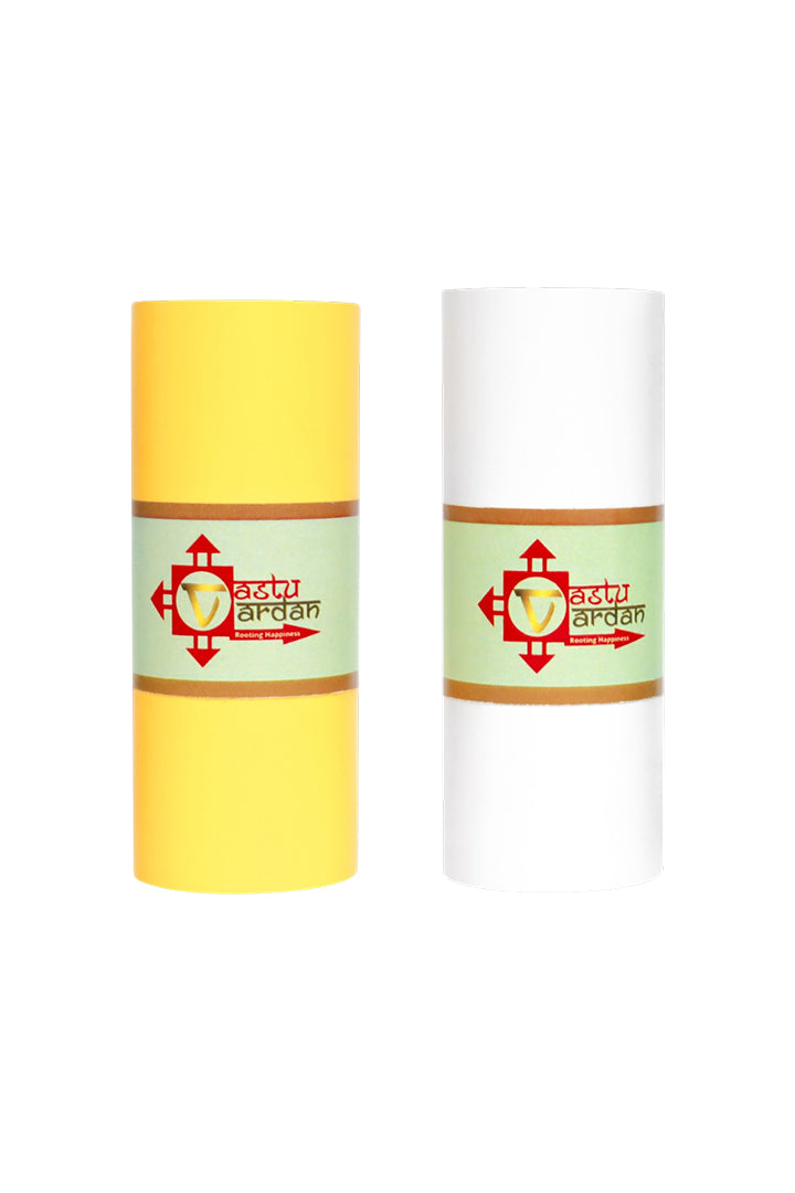 VASTU VINYL WHITE AND YELLOW TAPE || 3 INCH || LENGTH- 8-10 FEET (APPROX) || PACK OF 2 || VASTU TAPE REMEDY || TOILET CORRECTION || VASTU TAPE ||