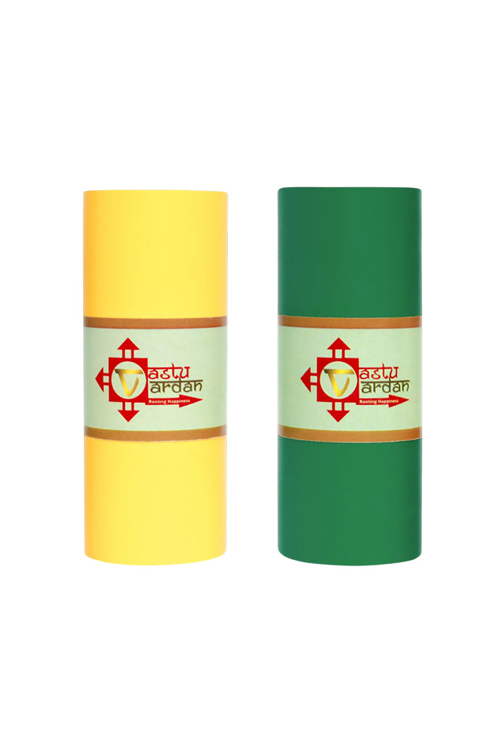 VASTU VINYL GREEN AND YELLOW TAPE || 3 INCH || LENGTH- 8-10 FEET (APPROX) || PACK OF 2 || VASTU TAPE REMEDY || TOILET CORRECTION || VASTU TAPE ||