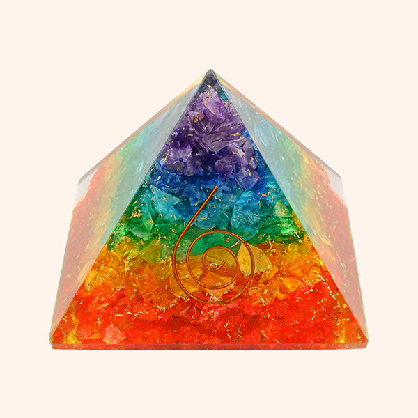 2 INCH SEVEN CHAKRA CRYSTAL PYRAMID -  Enhances Focus, peace & clarity