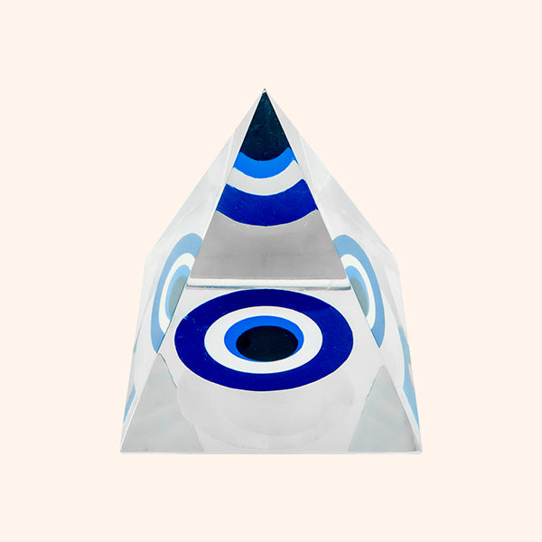 3 INCH EVIL EYE CRYSTAL PYRAMID -Perfect blend Spiritual strength & aesthetic charm