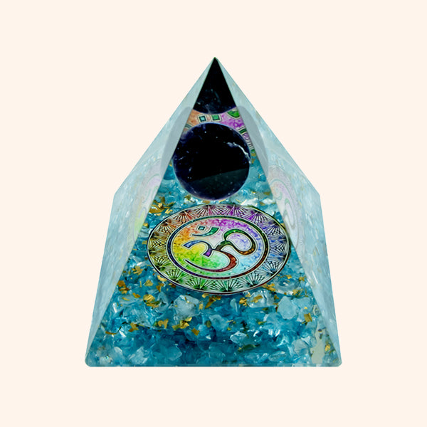 3 INCH TURQUOISE BALL CRYSTAL PYRAMID -  Use In Pooja spaces & Altars
