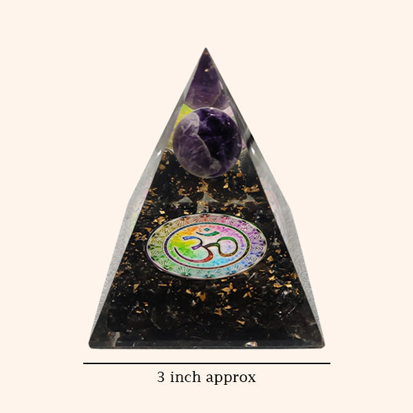 3 INCH BLACK TOURMALINE BALL CRYSTAL PYRAMID - Enhancing cleansing & purification