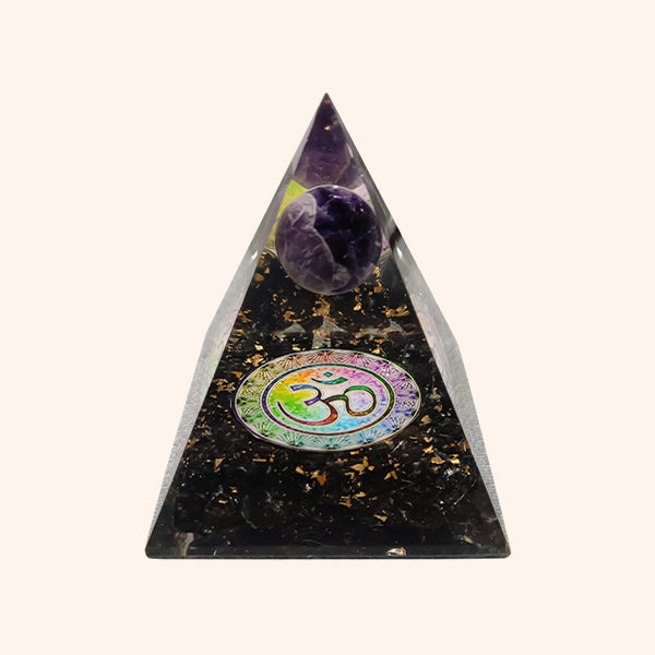 3 INCH BLACK TOURMALINE BALL CRYSTAL PYRAMID - Enhancing cleansing & purification