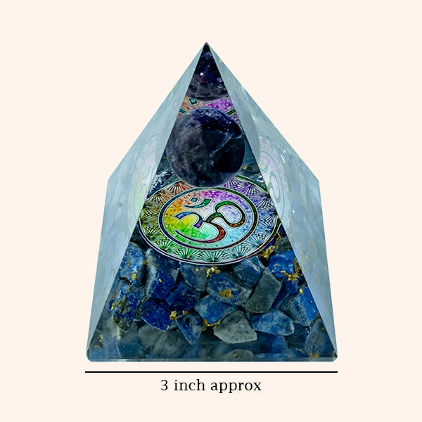 3 INCH LAPIS LAZULI BALL CRYSTAL PYRAMID -Natural Crystal for Energy Healing & Meditation