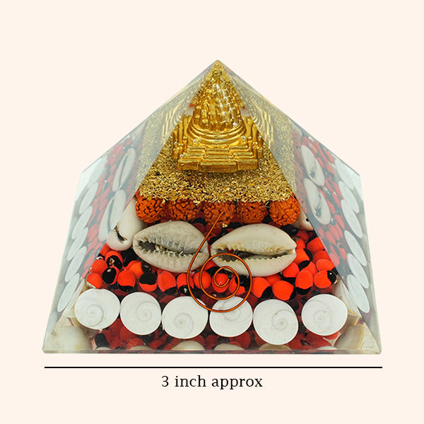 3 INCH MAHALAXMI CRYSTAL PYRAMID -Abundance Prosperity & Divine Energy