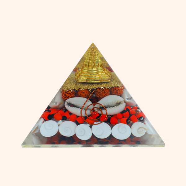 3 INCH MAHALAXMI CRYSTAL PYRAMID -Abundance Prosperity & Divine Energy