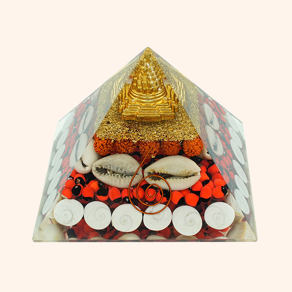 3 INCH MAHALAXMI CRYSTAL PYRAMID -Abundance Prosperity & Divine Energy