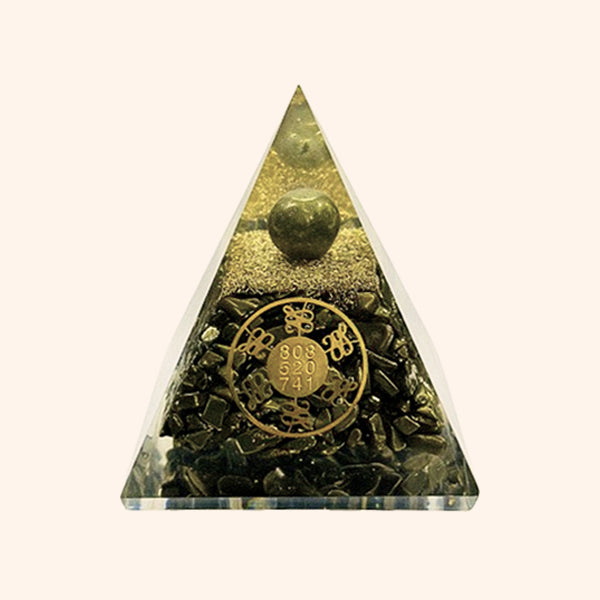 3 INCH PYRITE ZUBO COIN CRYSTAL PYRAMID –– Vastu Energy & Abundance Manifestation Accoutrement