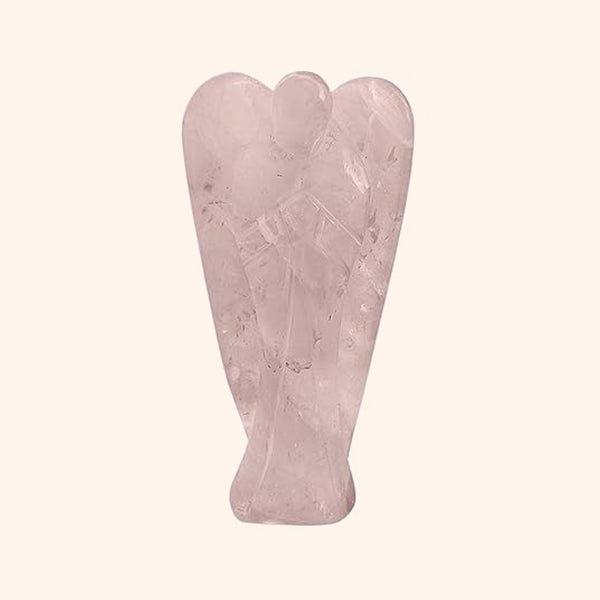 Destiny Star Stores CRYSTAL ANGEL NATURAL HEALING STONE, SIZE 2 INCH (ROSE QUARTZ STONE)