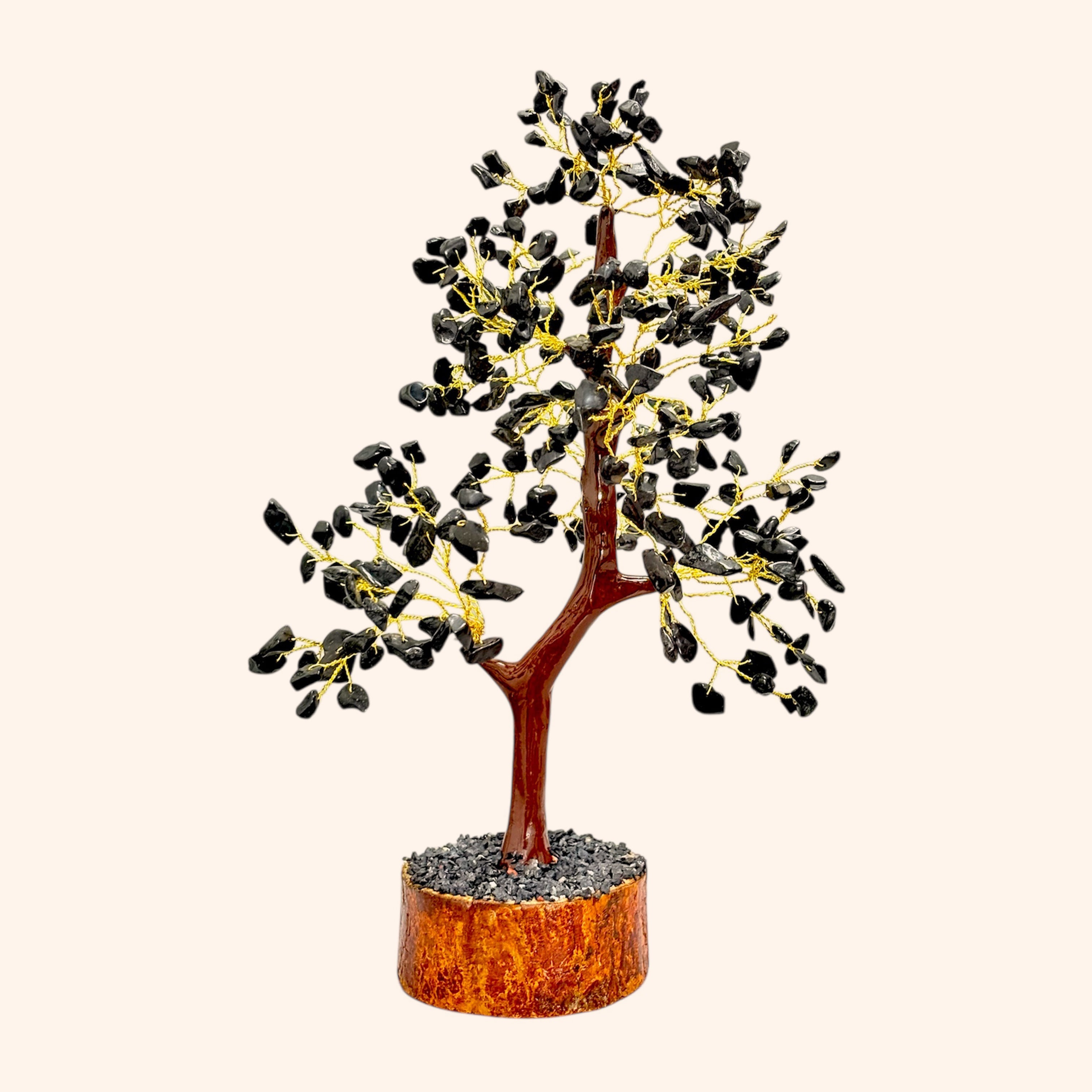 BLACK TOURMALINE CRYSTAL TREE 300 BEADS - Protection, Stability & Elegant Energy Décor