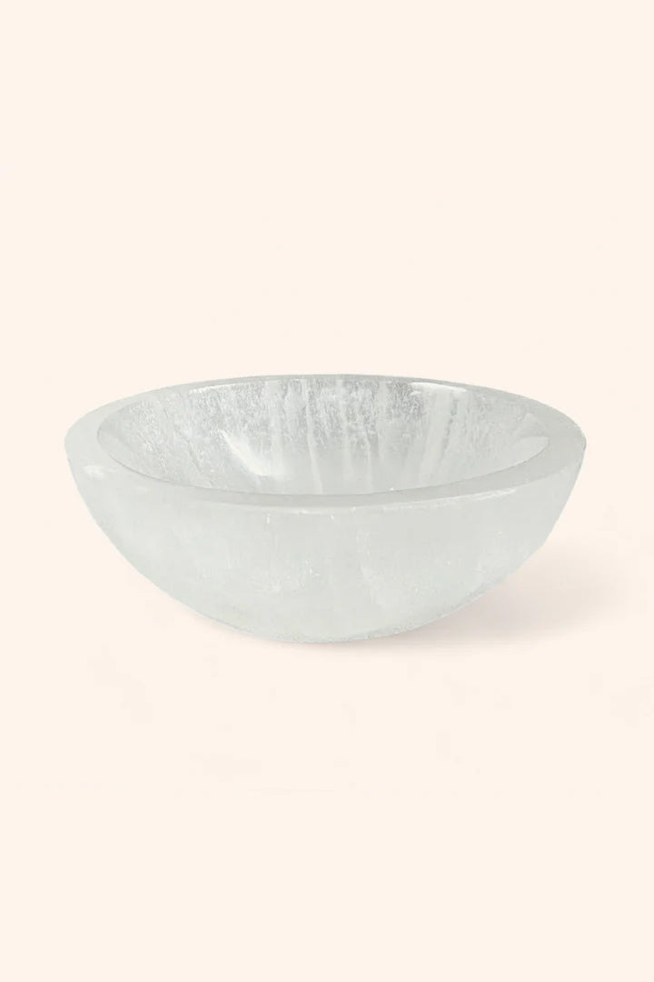 3 INCHES (ROUND SHAPE) - NATURAL SELENITE BOWL FOR CRYSTAL CHARGING – Crystal Cleansing & Energy Recharging Tool