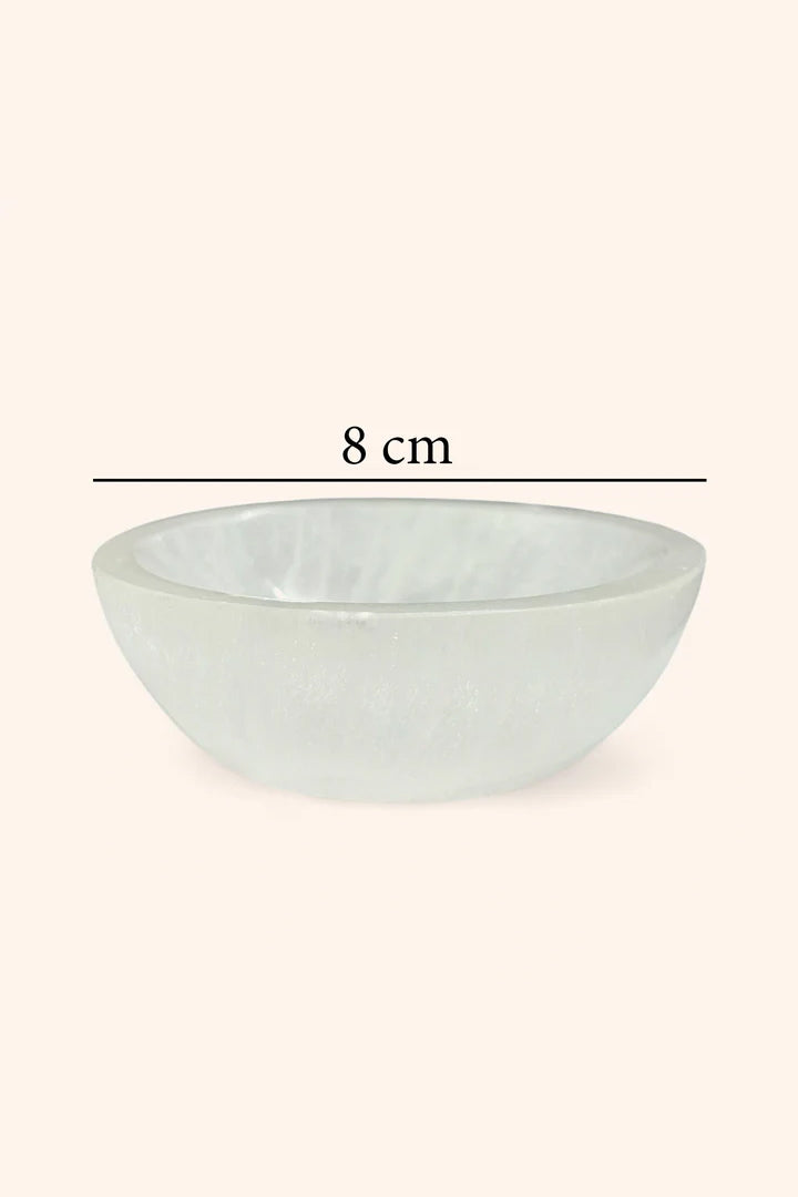 3 INCHES (ROUND SHAPE) - NATURAL SELENITE BOWL + 100 GM PYRITE STONE – Abundance & Energy Amplification Set